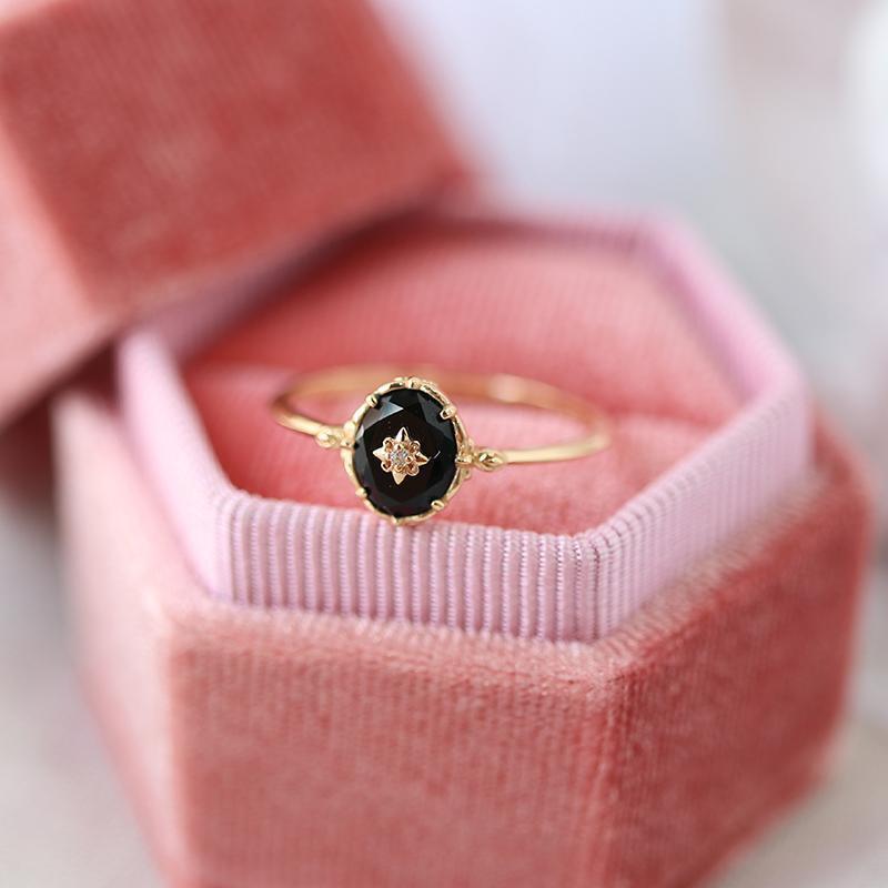 Inlaid Agate Female Mild Luxury Retro Niche Ring