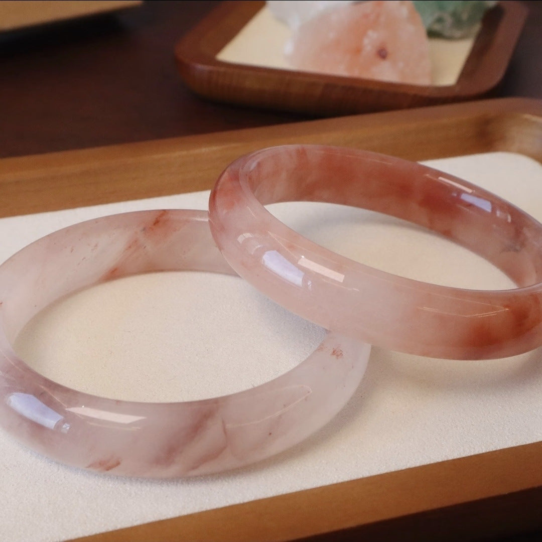 Natural Jade Peach Fermentation Pink Heart Bracelets