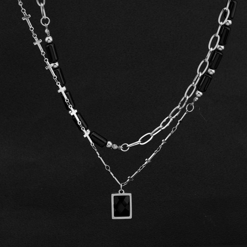 Cross Dark Female Summer High-grade Design Sense Fashion Clavicle Chain Necklace
