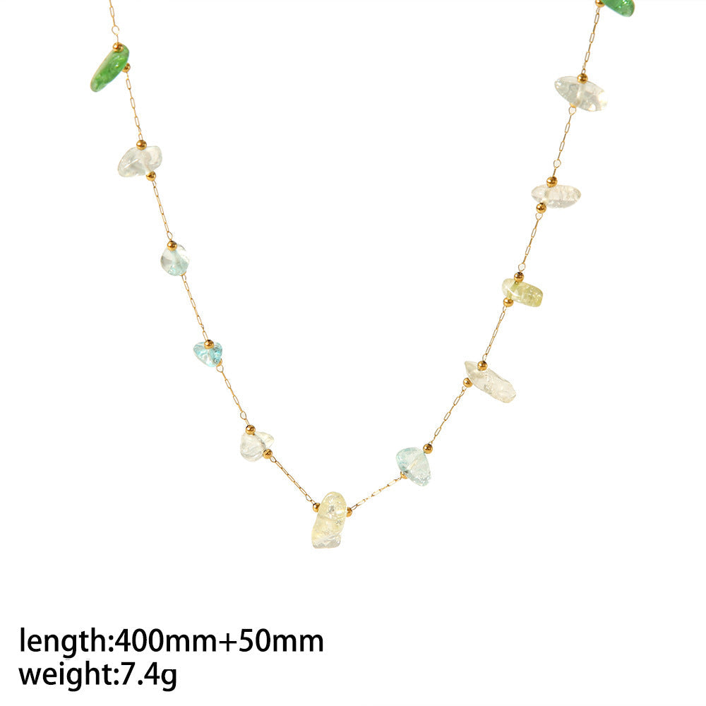 Irregular Natural Stone Gold Stainless Steel Necklaces
