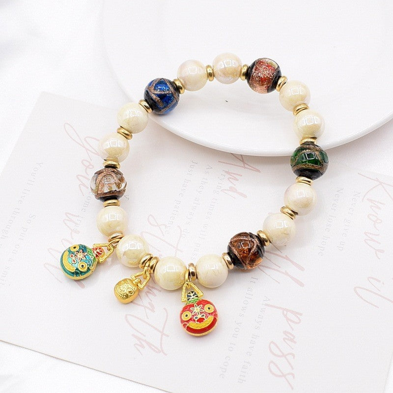 Women's & Men's Fragrant Gray Porcelain Vintage Ethnic Style Handmade Bracelet