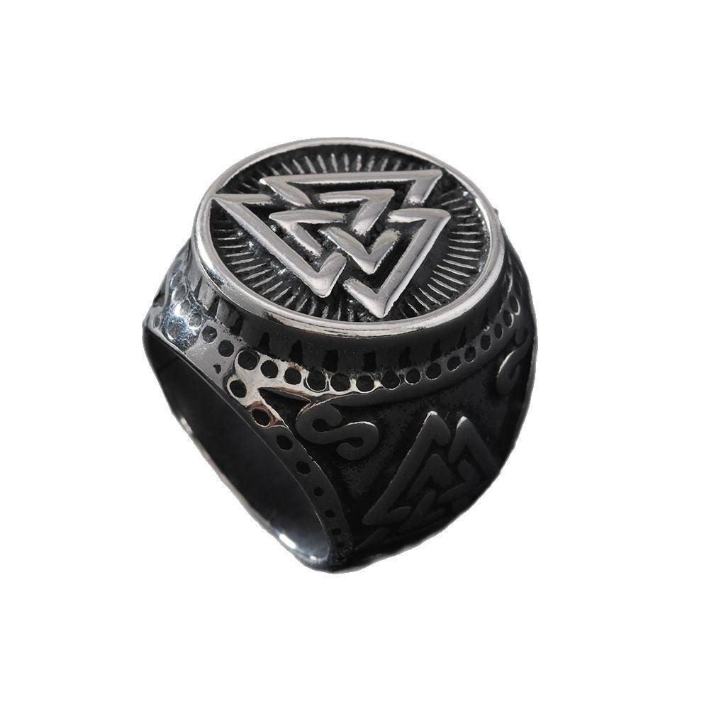 Men's Stainless Steel Cast Geometric Skull Distressed Punk Ring