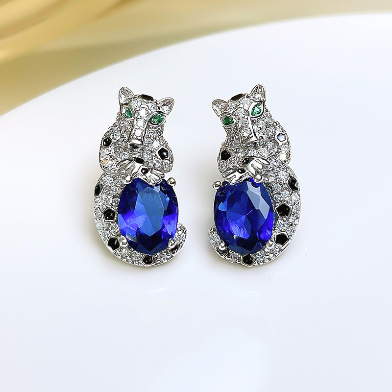 Women's Luxury Fashion Leopard Zircon Elegant Cheetah Colored Jewelry Set