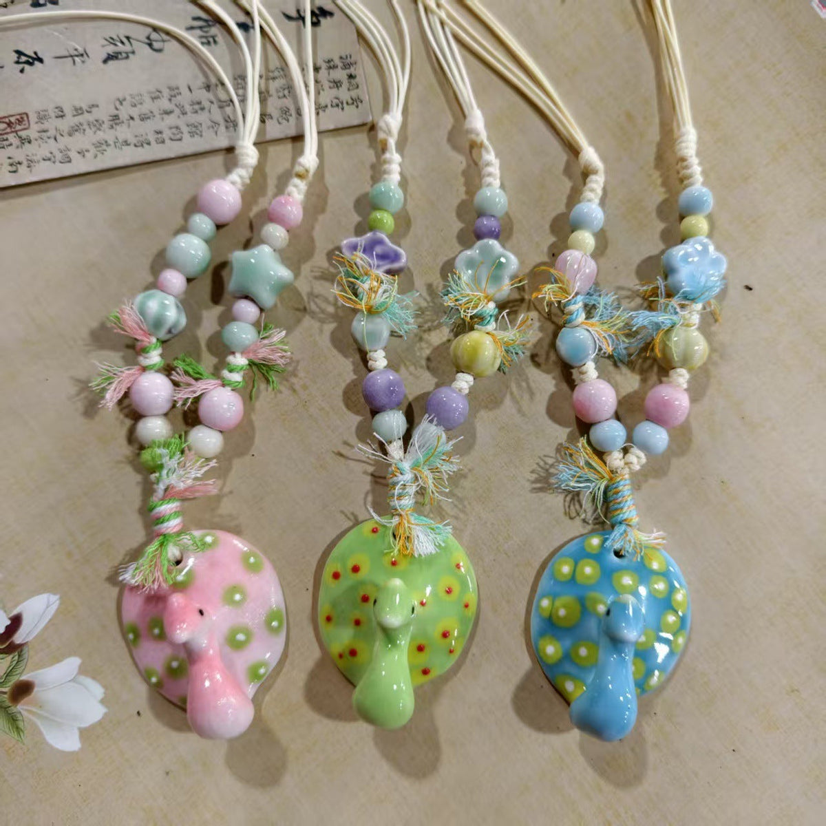 Women's Retro Ethnic Style Ceramic Butterfly Bell Fashionable Necklace