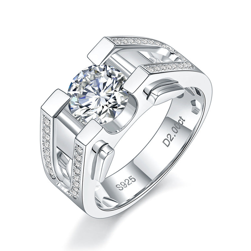 Moissanite Solitaire Ring – 925 Sterling Silver with Platinum & 18K Gold Plating, 1ct or 2ct Brilliant Round Cut