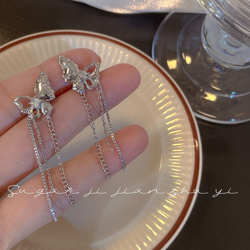 Needle Niche Design Temperament Wild Star River Tassel Simple Light Earrings