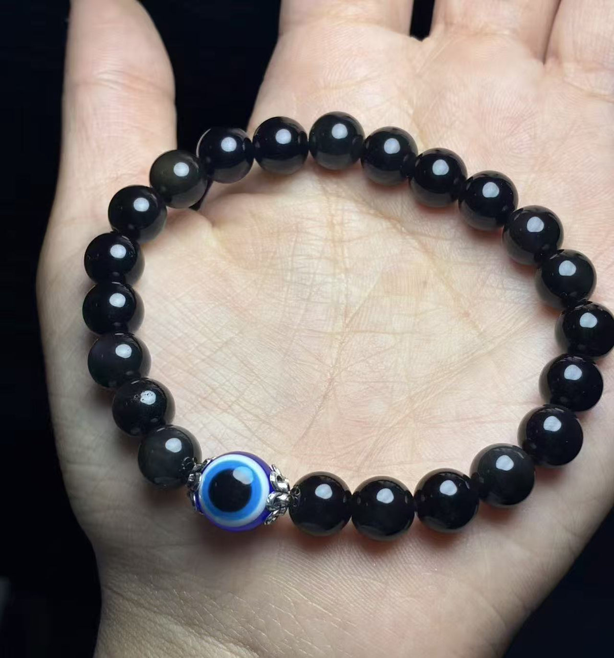 Men's Obsidian Alluvial Gold Lucky Ethnic Style Six Bracelet