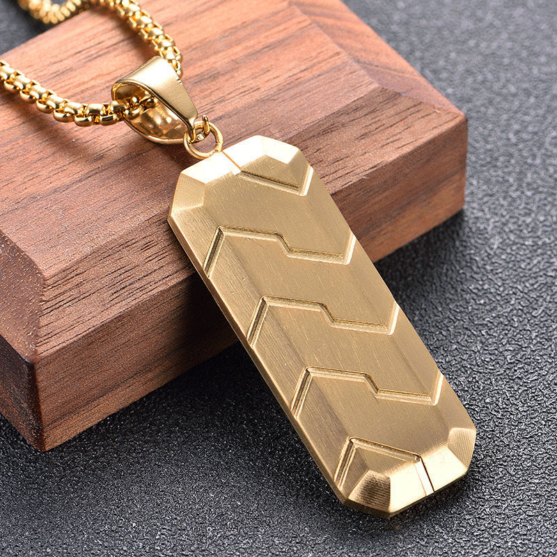 Men's Stainless Steel Geometric Tire Pattern Hip Hop Retro Necklace