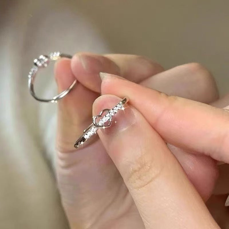 Gang Drill Hollow Heart-shaped Fashion Personality Girlfriends Ring