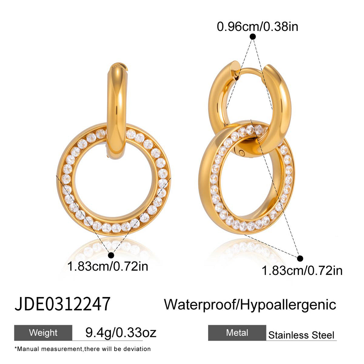 Women's Ding Titanium Steel Zircon Light Luxury Earrings