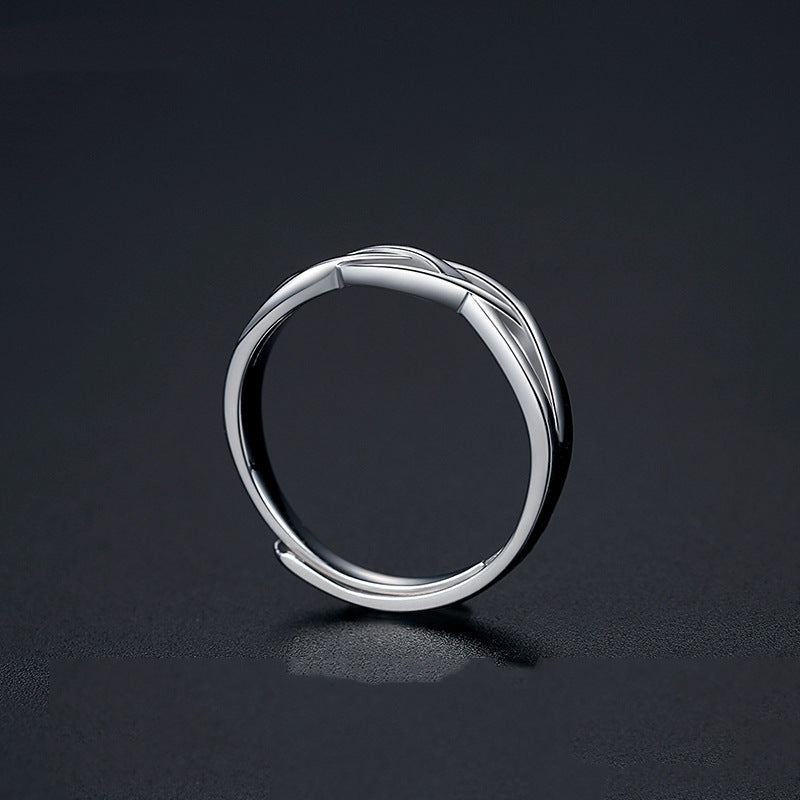 Men's Green Silk Winding Man's Simple Interwoven Trendy Single Rings