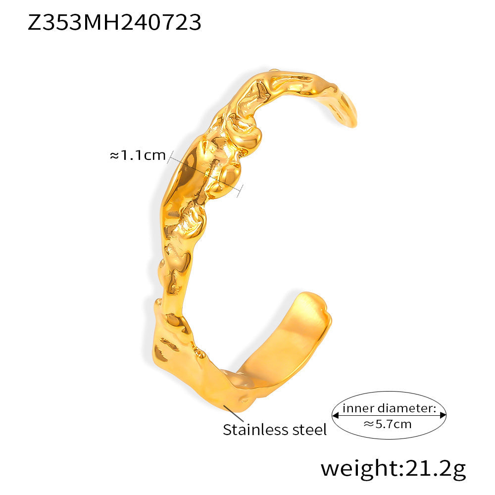 Women's Irregular Beating Wave Pattern Personalized Opening Stainless Bracelets