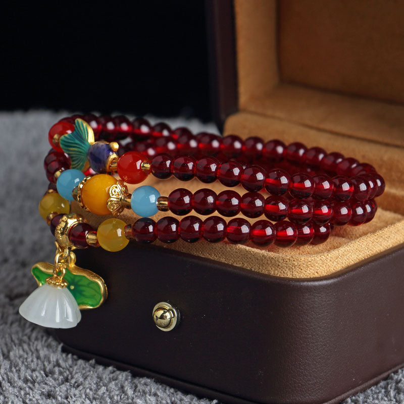 Garnet Lotus Seedpod Female Niche Design Bracelet