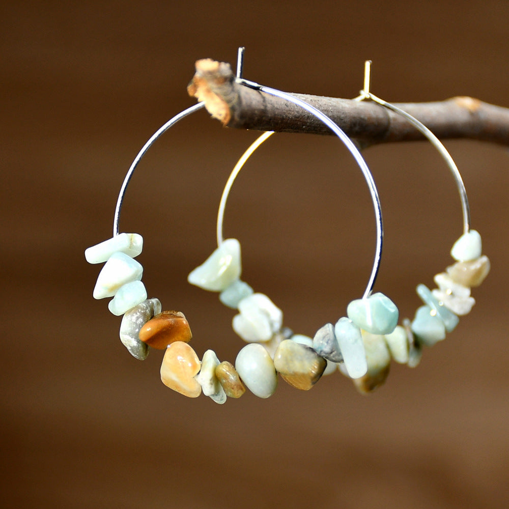 Vacation Style Color Irregular Gravel Female High Earrings