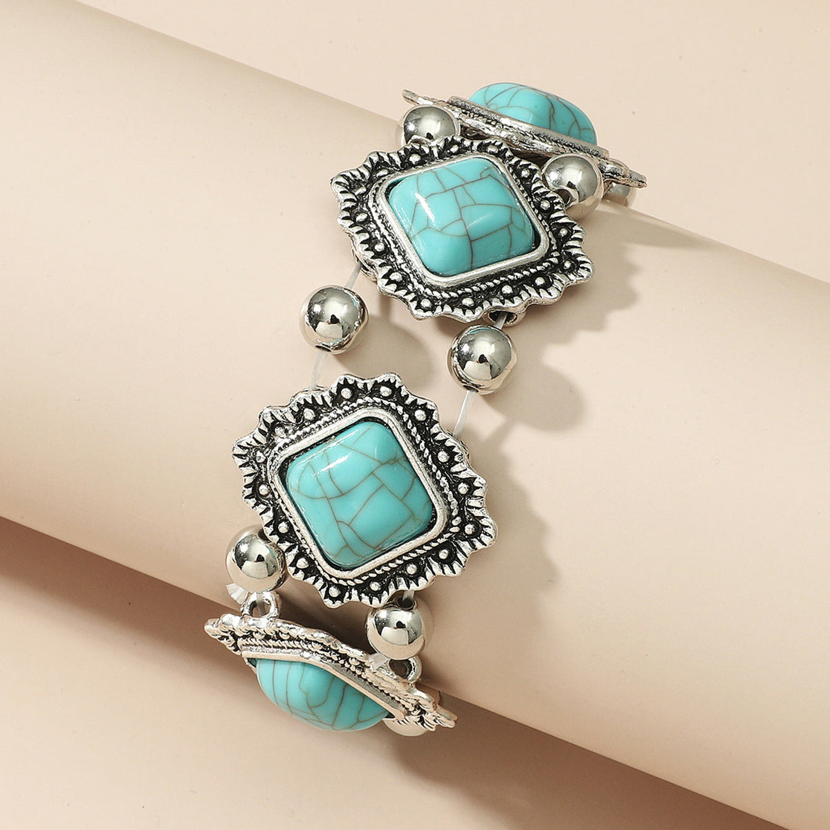 Style Personality Retro Alloy Turquoise Stretch Bracelets