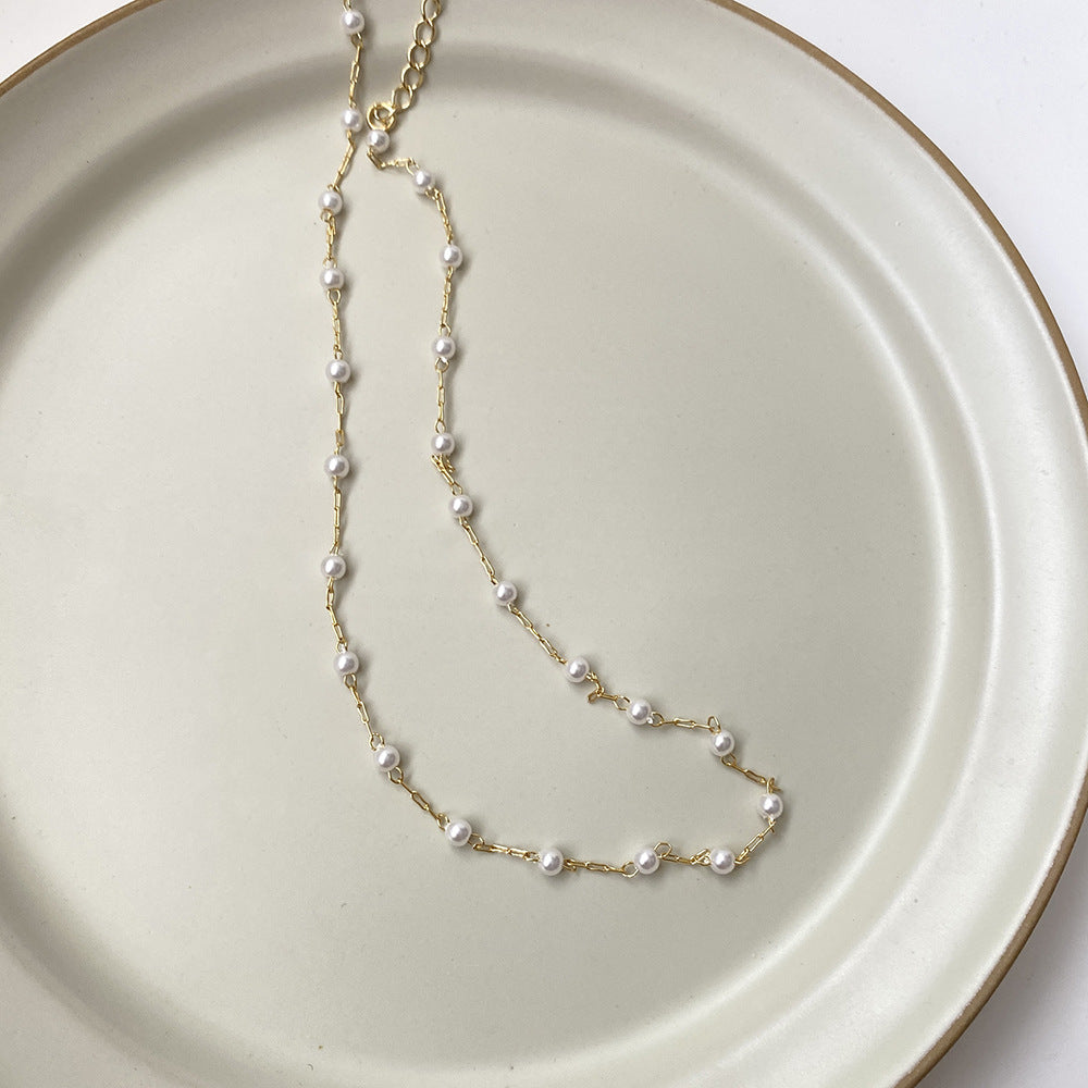 Sweet Temperament Pearl Korean Fashionmonger Ethereal Clavicle Chain Necklace