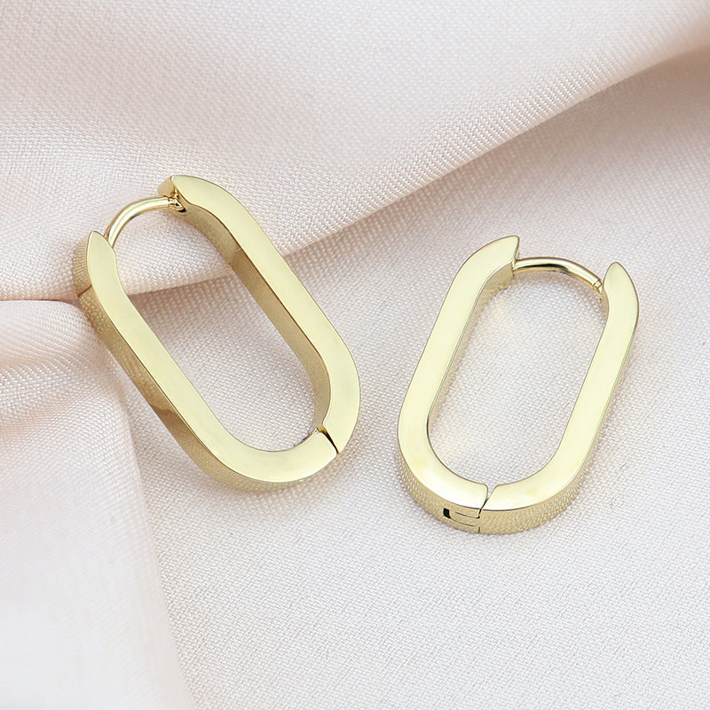 Steel Geometric Personality Hexagon Ear Clip Simple Square Earrings