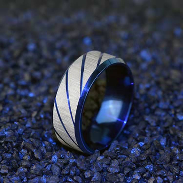 Men's Stainless Steel Fashion Domineering Double Beveled Batch Ring