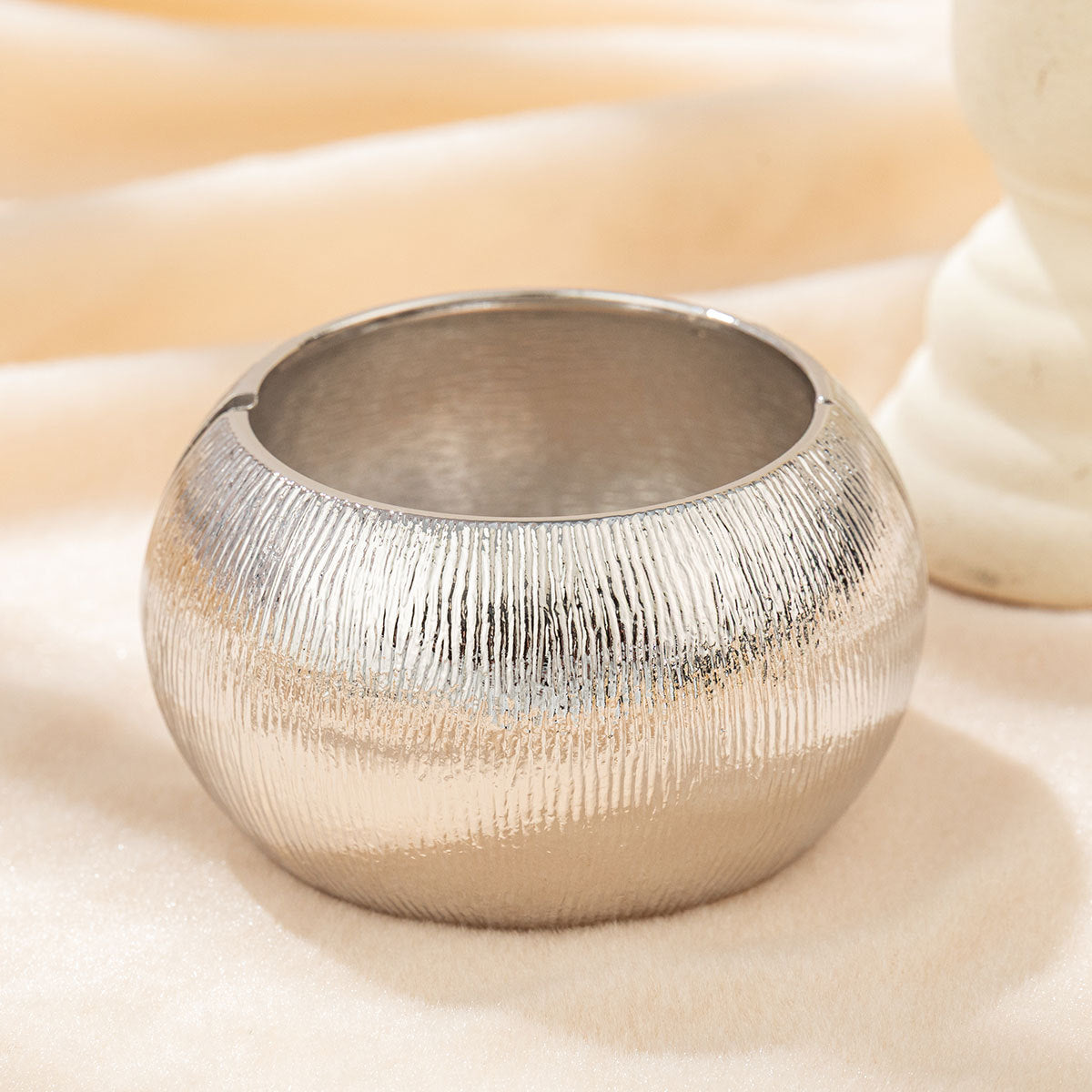 Exaggerated Metal Open-ended Texture Pleated Geometric Big Bracelets