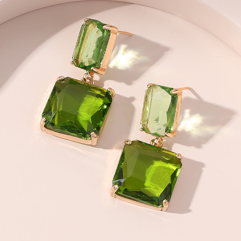 Geometric Square Artificial Glass Crystal Holiday Party Birthday Gift Rings