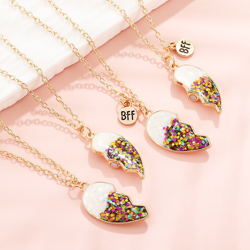 Children's Gold Powder Epoxy Love Fashion Letter Necklaces