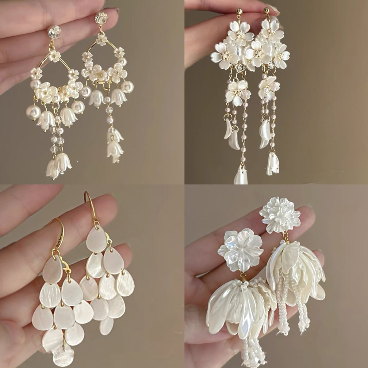 Needle High-grade Flower Tassel Pearl French Fashion Earrings