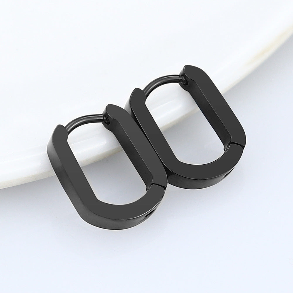 Steel Geometric Personality Hexagon Ear Clip Simple Square Earrings