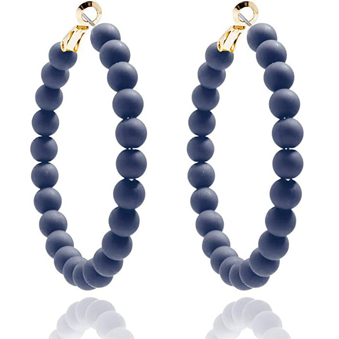 Women's Summer Colorful Acrylic Beads Round Bohemian Earrings