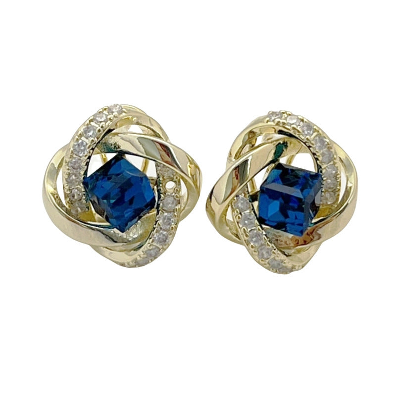 Unique Light Luxury Temperament Premium Spiral Color Geometric Stud Earrings