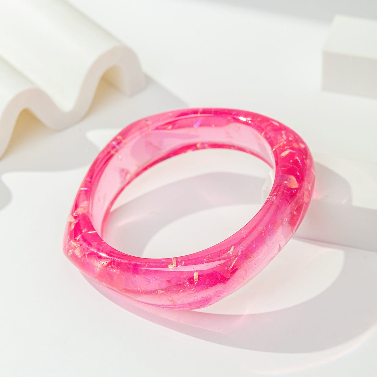 Geometric Square Irregular Translucent Resin Female Bracelet
