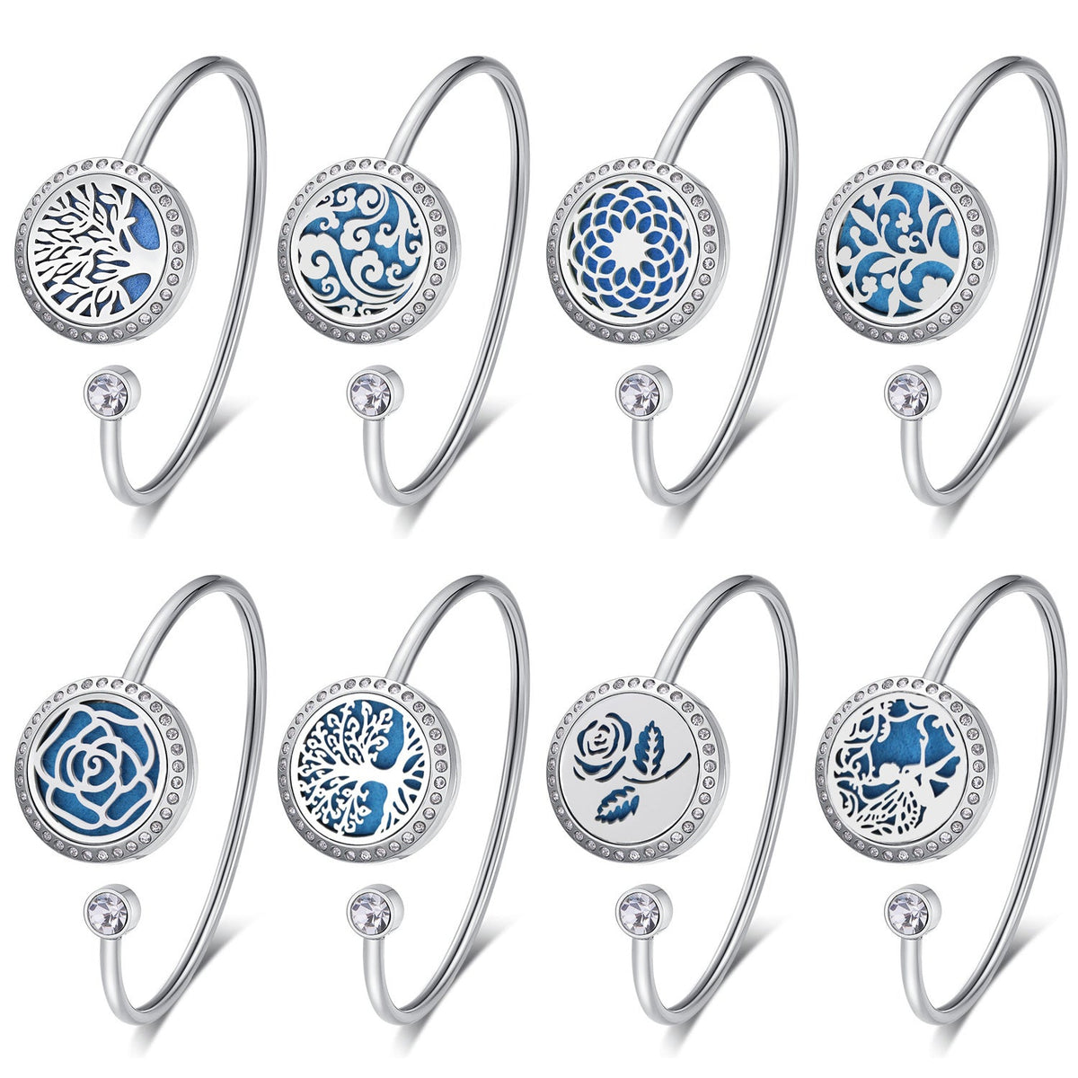 Diamond Essential Oil Titanium Steel Stainless Spring Hose Open Fragrance Bracelets