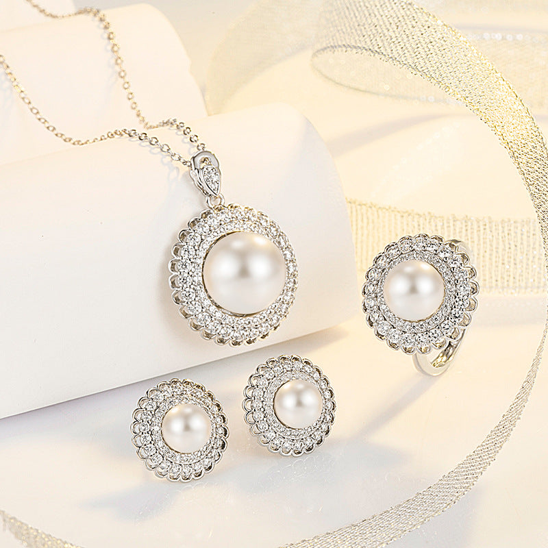 Women's Affordable Luxury Fashion Sunflower Micro Rhinestone Jewelry Set