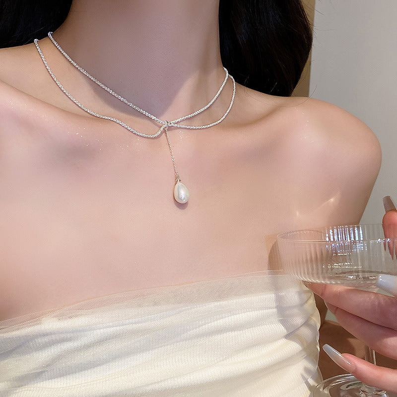 Twist Winding Pearl French Retro Fashion Elegance Clavicle Chain Necklaces