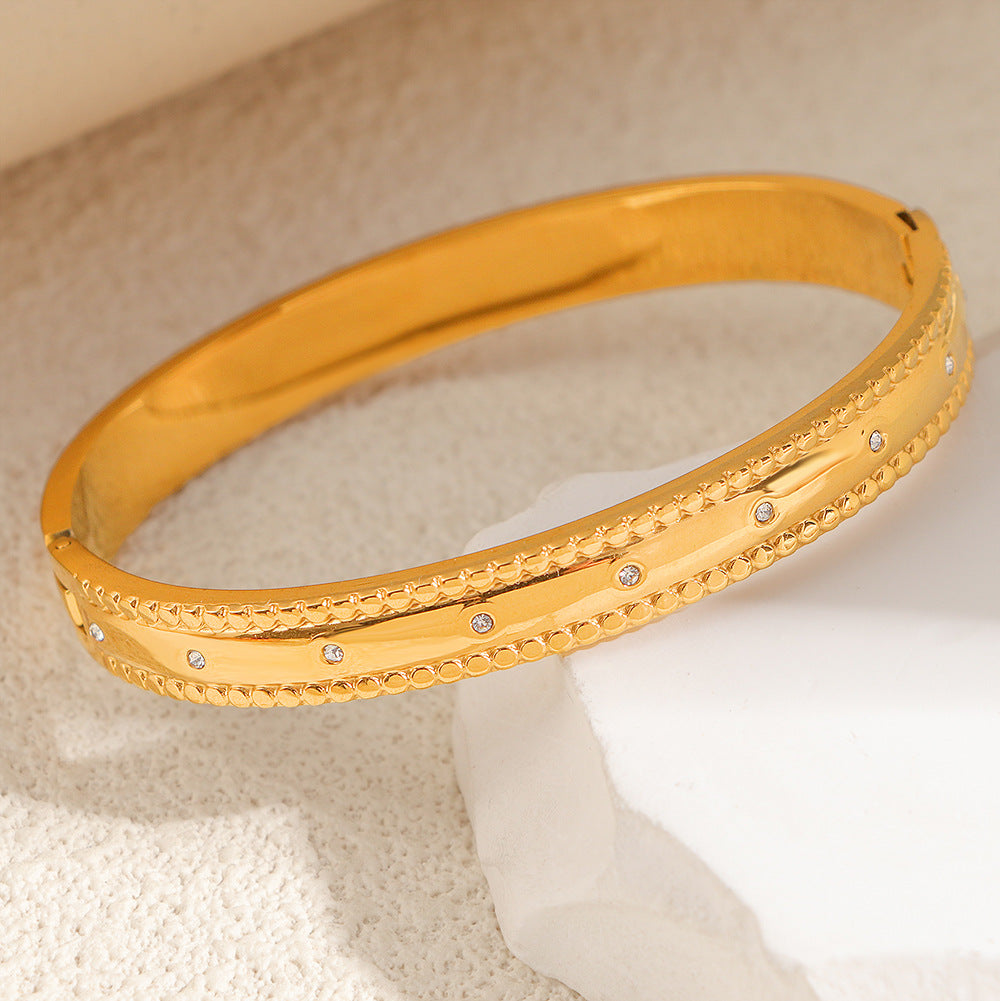 Women's Fashion Titanium Steel Geometric Variety White Diamond Light Luxury Bracelet