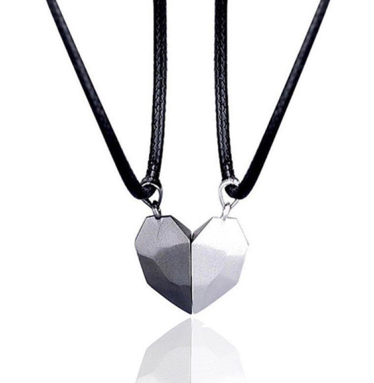 Pair Of Black White Heart-shaped Suction Magnetic Pendants