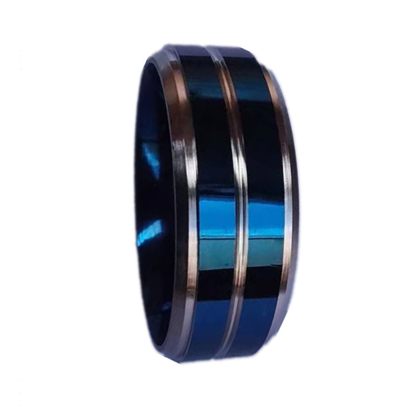 Men's Fashion Xi Groove Stainless Steel Source Ring