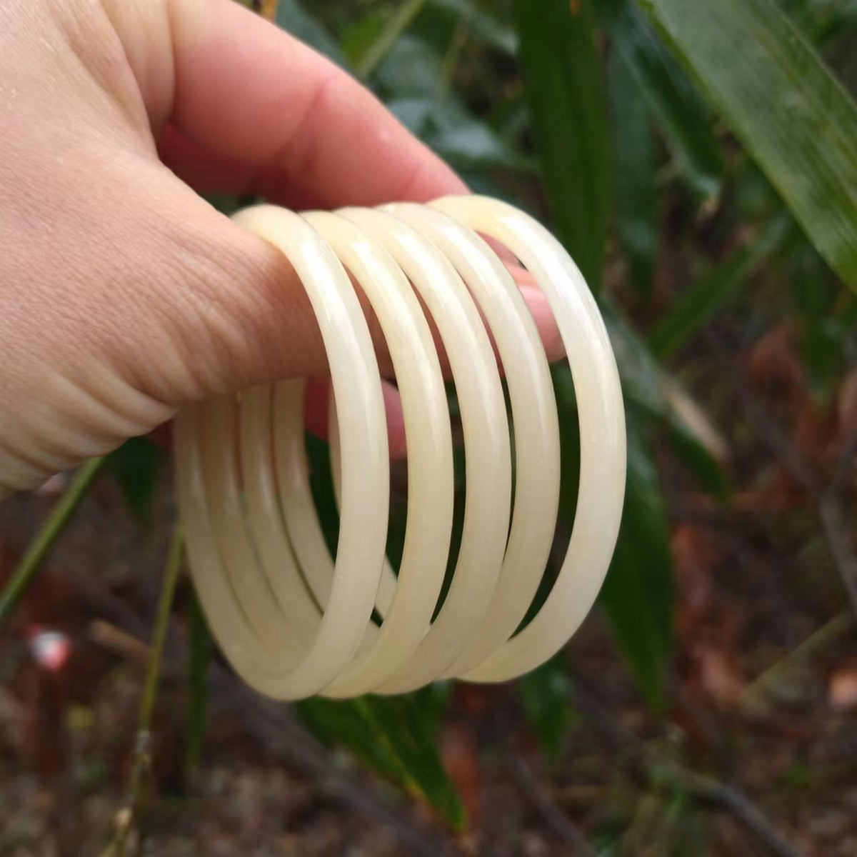 Inner Diameter Jingle Glass Imitation Jade Fine Rings