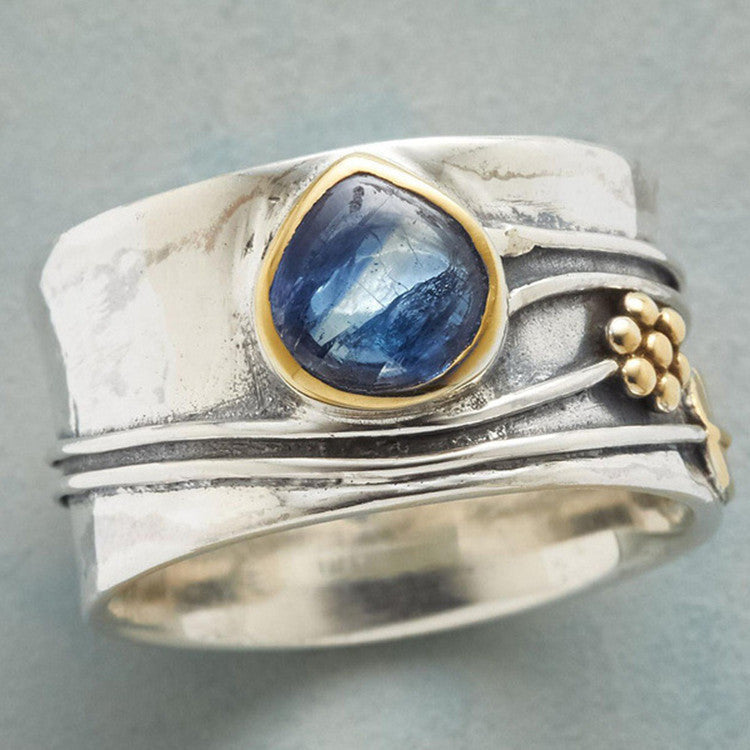 Direct Sale Sea Blue Water Drop Gem Leaves Flowers Rings
