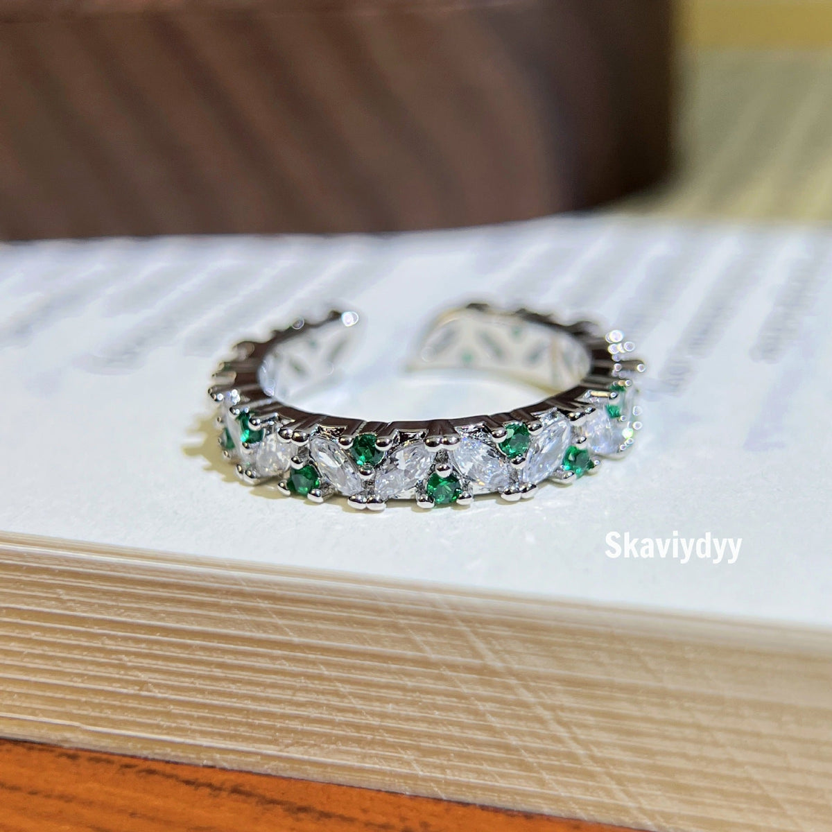 Eye Diamond Row White Affordable Luxury Style Green Rings
