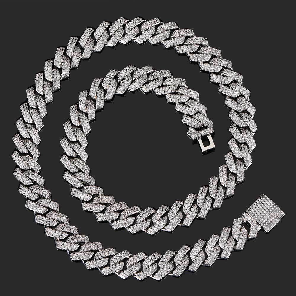 Men's Rhombus Cuban Link Chain Full Rhinestone Necklaces