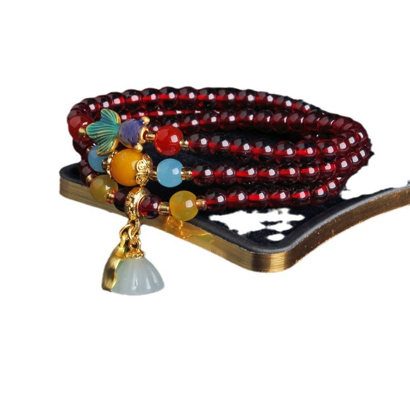 Garnet Lotus Seedpod Female Niche Design Bracelet