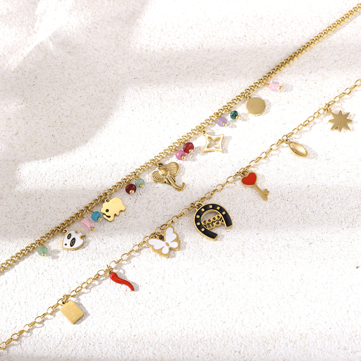 Steel Light Luxury High-grade Color Drop Jewelry Set