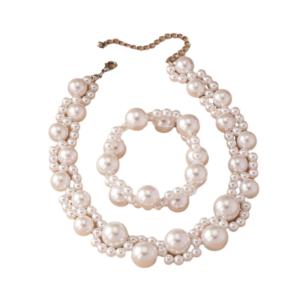 Exaggerated One Glass Beaded White Niche Jewelry Set