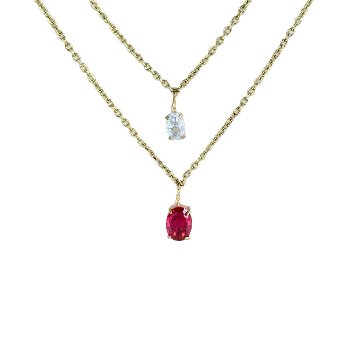 Women's Colorful Crystals Oval Zircon Stainless Steel Gold-plated Collarbone Pendant