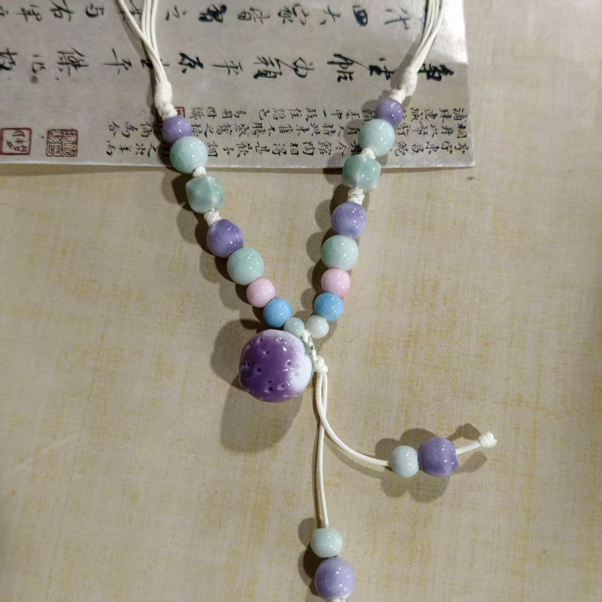 Women's Retro Ethnic Style Ceramic Butterfly Bell Fashionable Necklace