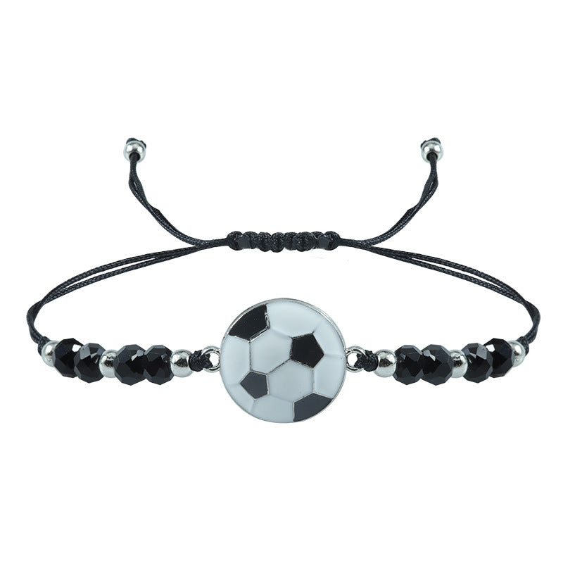 Sports Football Black White Beaded Style Bracelet