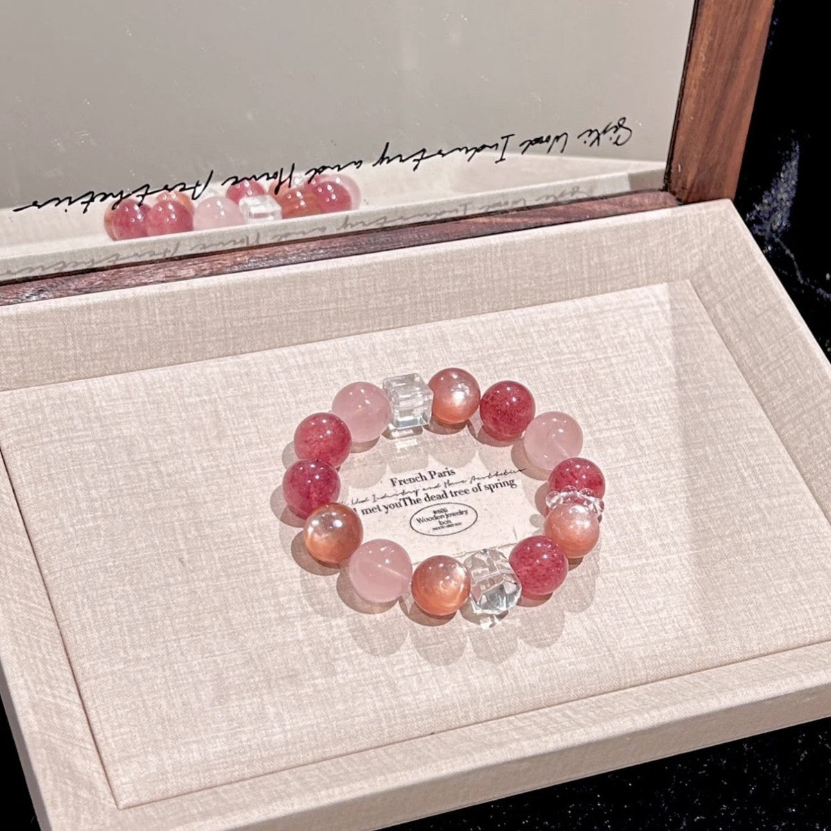 Natural Strawberry Female Horse Pink Crystal Gift Girlfriend Bracelet