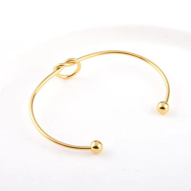 Steel Fashion Simple Heart-shaped Knotted Opening Bracelets