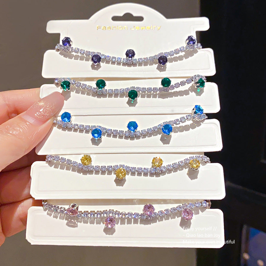 Zircon Round Simple Fashion Buckle Unique Design Fashionable Exquisite Light Bracelets