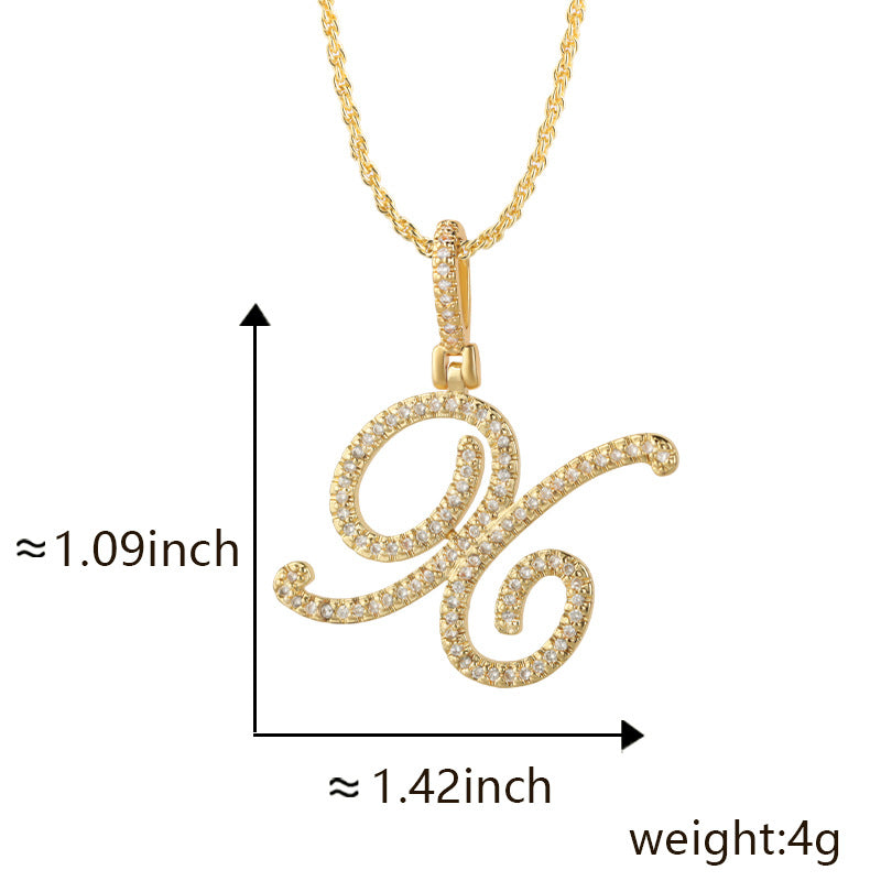 Hop Flower Body Grass English Letter Niche Style Inlaid Zircon Pendants